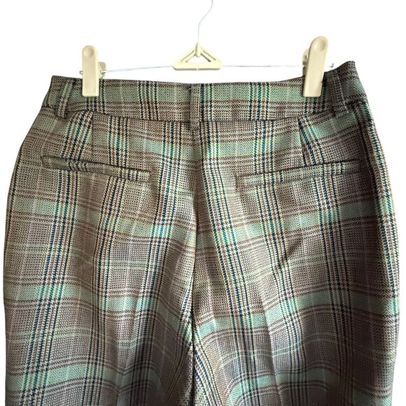 Beatrice B Plaid Flat Front Wide Leg Pants Women's Multicolor Office Business - Picture 7 of 13